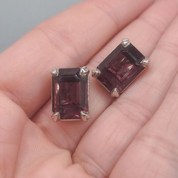 Vintage Christian Dior Earrings Purple Signed Clip Ons - Picture 2 of 8